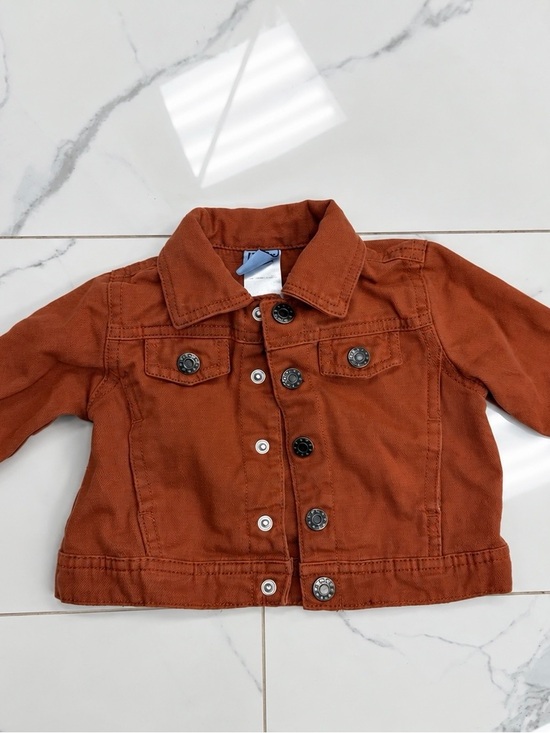 Little Lad Other - Kids' Rust Orange Denim Jacket - Classic Button Front